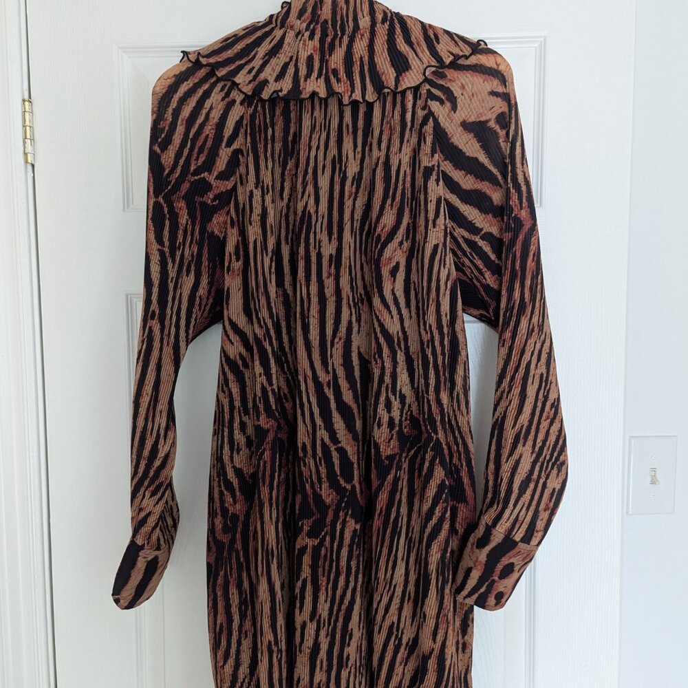 Ganni Tiger-Print Mini Dress in Brown and Black - Picture 5 of 6